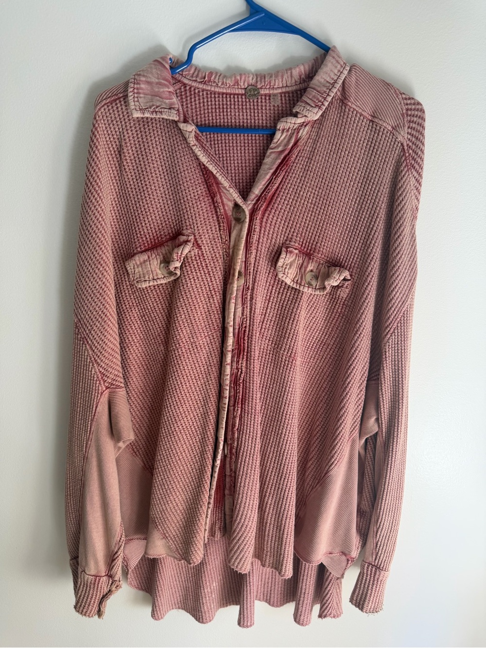 We the free Free people ruby button down thermal mauve-pink. Size small, oversiz